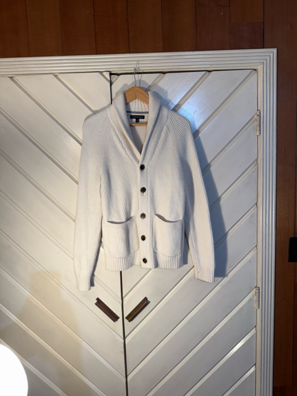 Banana Republic Cream Shawl Collar Button-Front Cardigan Cashmere blend